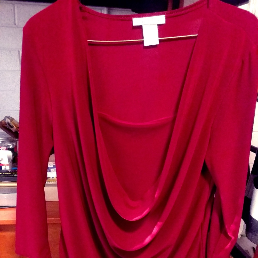 Rose Red Slouchy Long Sleeved Blouse